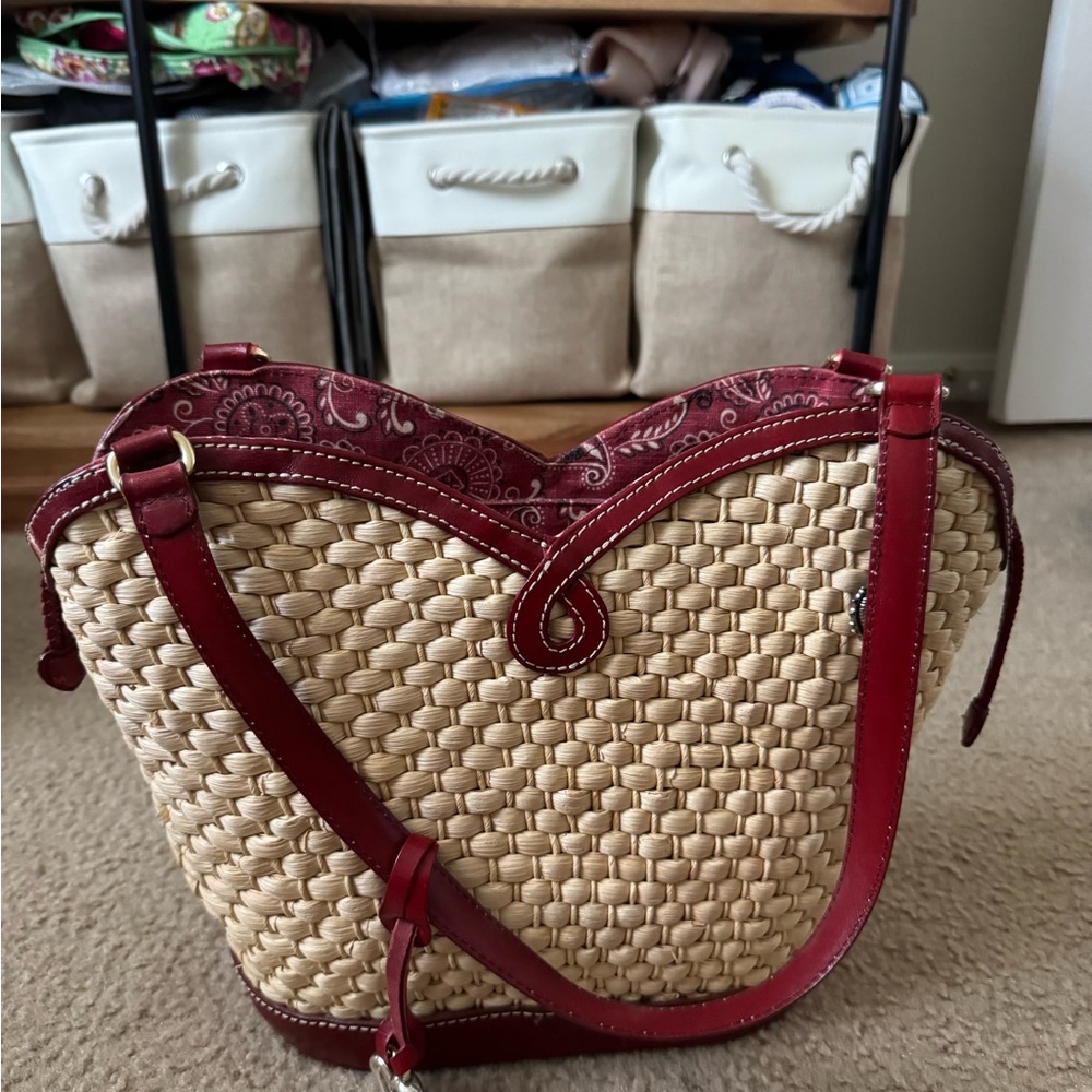 Red and Tan Brighton Women's Basket Bag